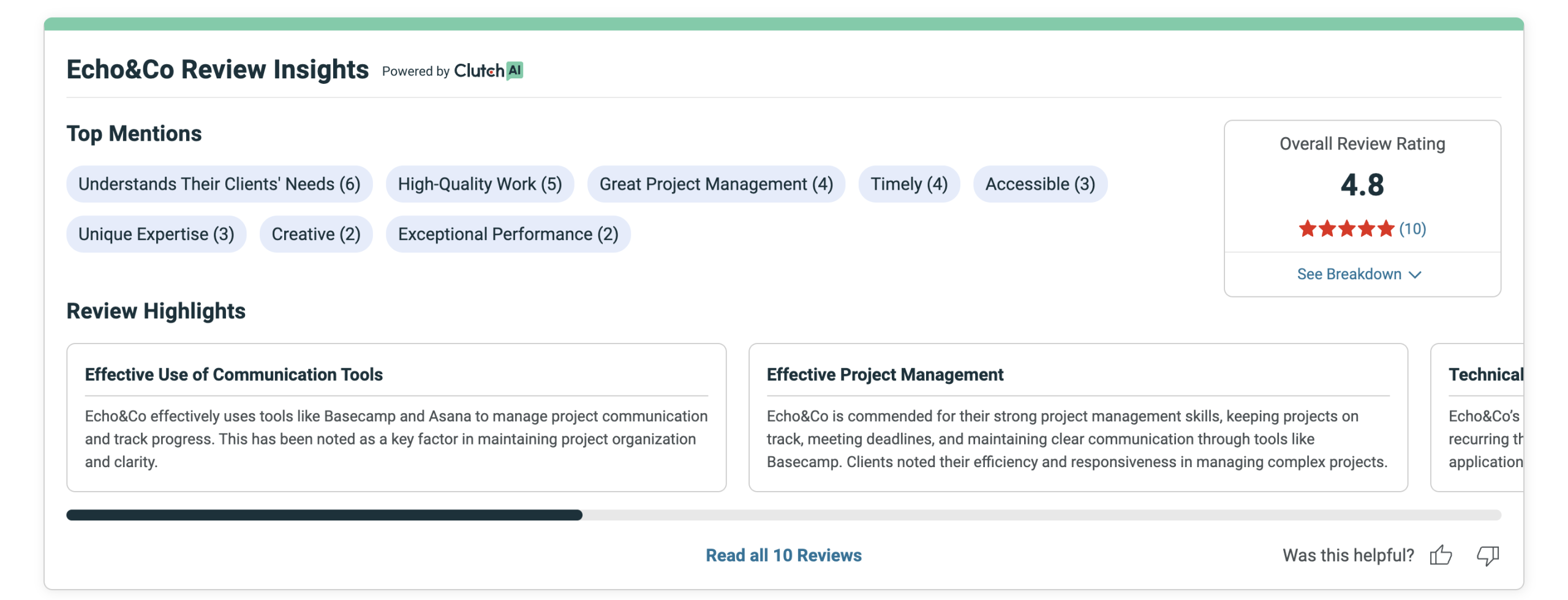 Echo&Co Clutch rating