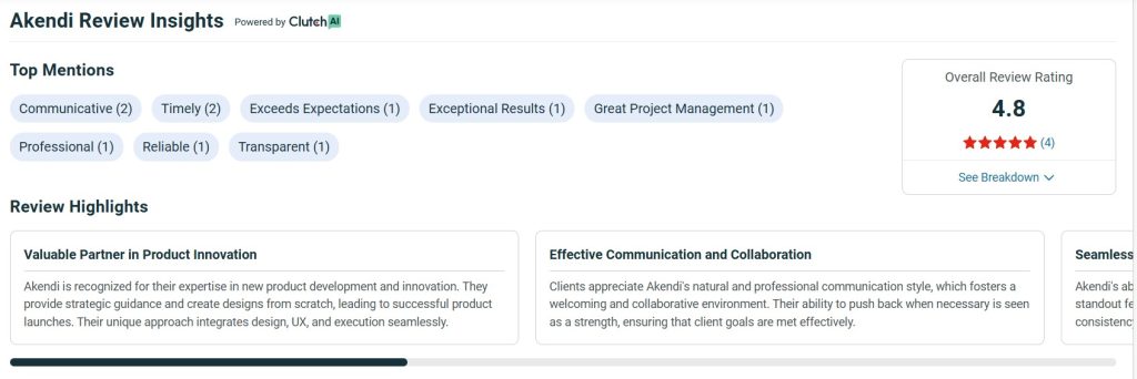 Akendi design agency Clutch review