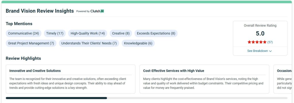 Brand Vision design agency Clutch review